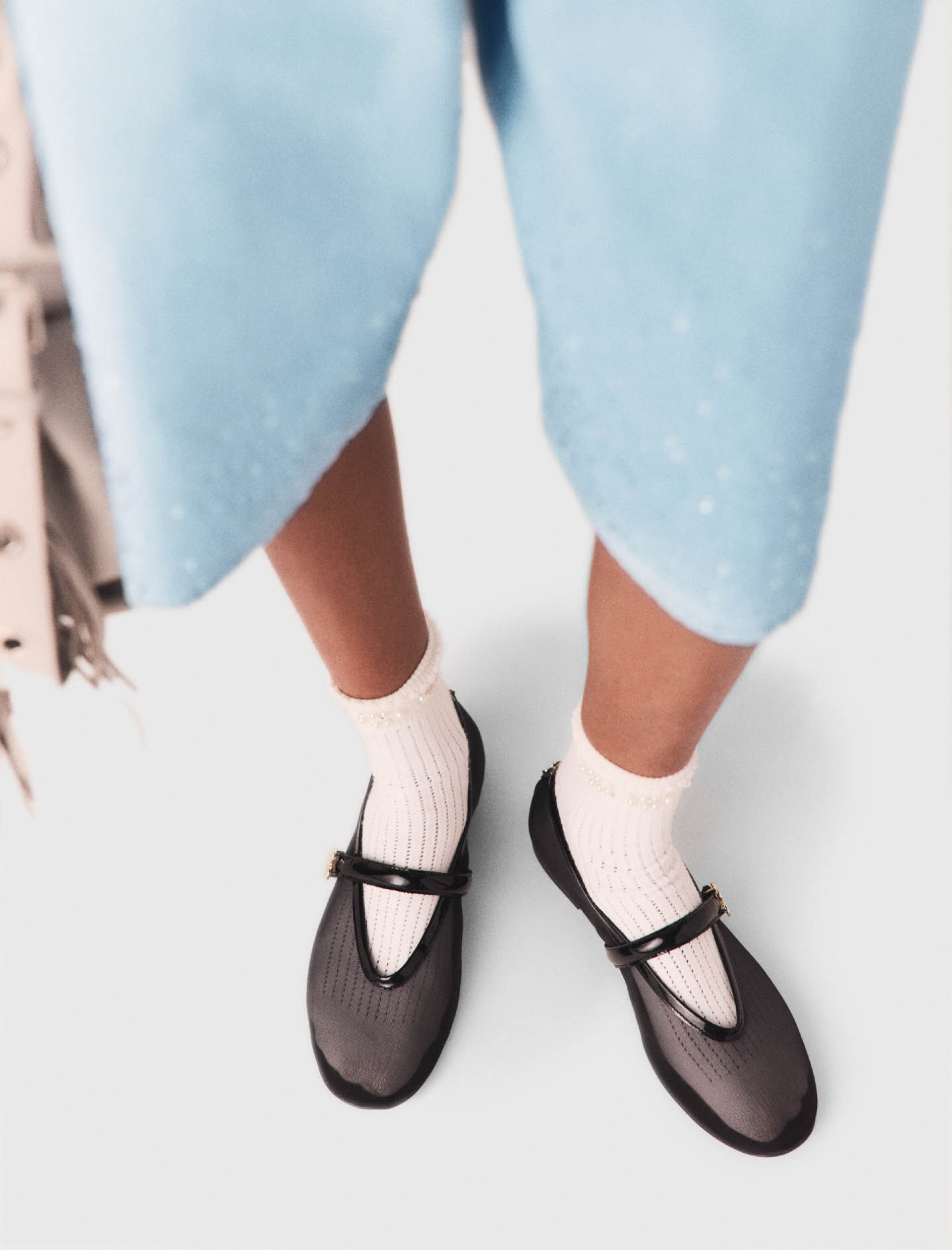 Женские черные сетчатые балетки