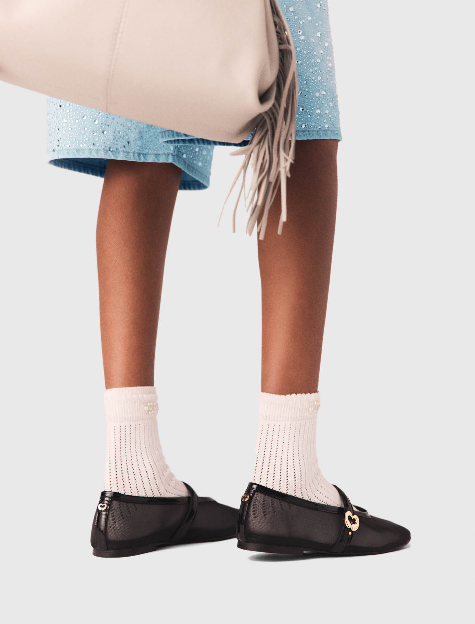 Женские черные сетчатые балетки