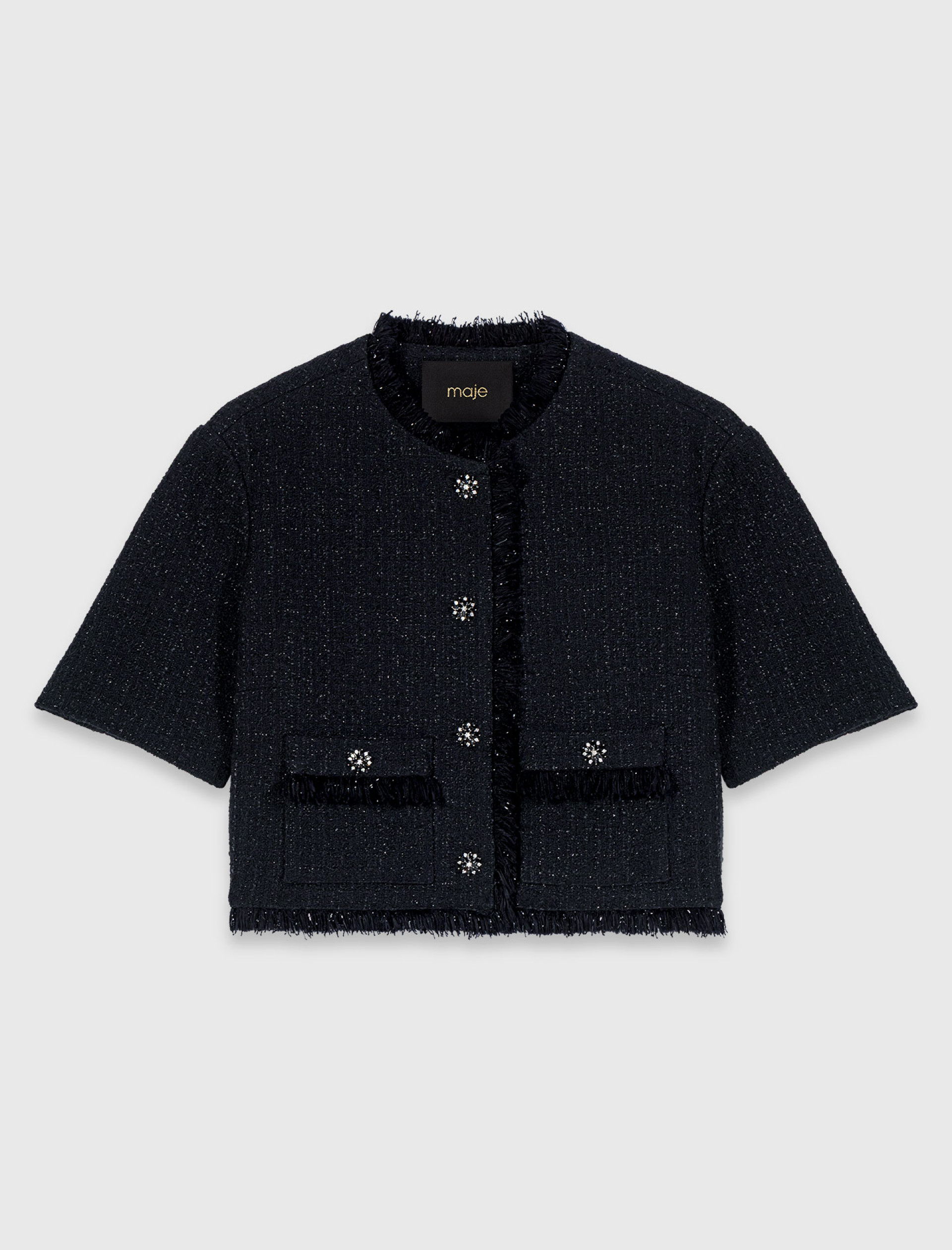 Женский блестящий твидовый жакет Женский блестящий твидовый жакет