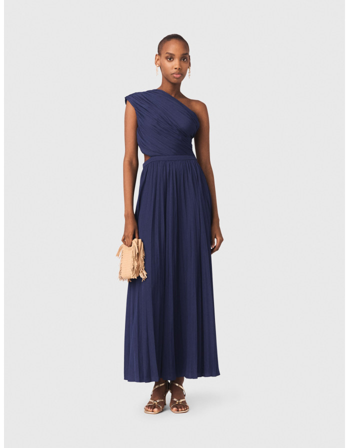 Жіноча асиметрична плісирована сукня-максі