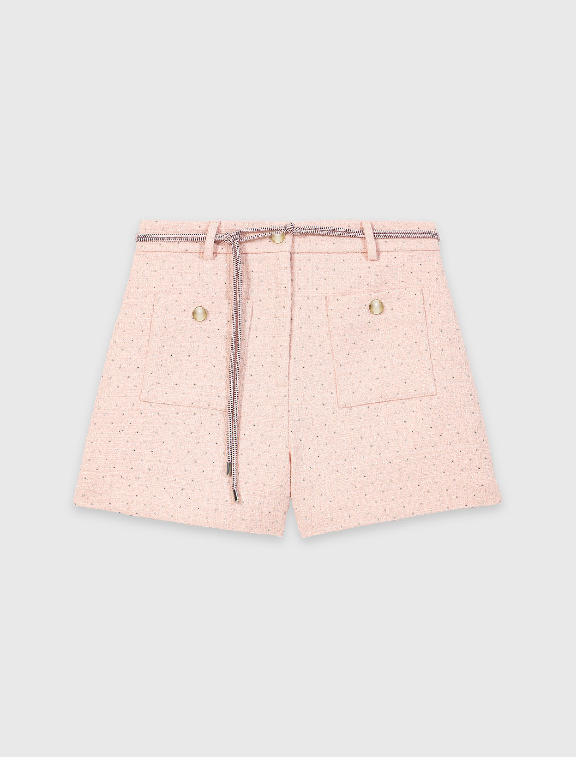 Женские твидовые шорты со стразами