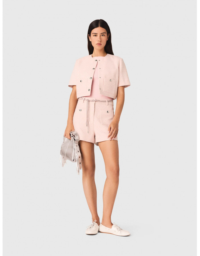 Женский твидовый жакет с короткими рукавами