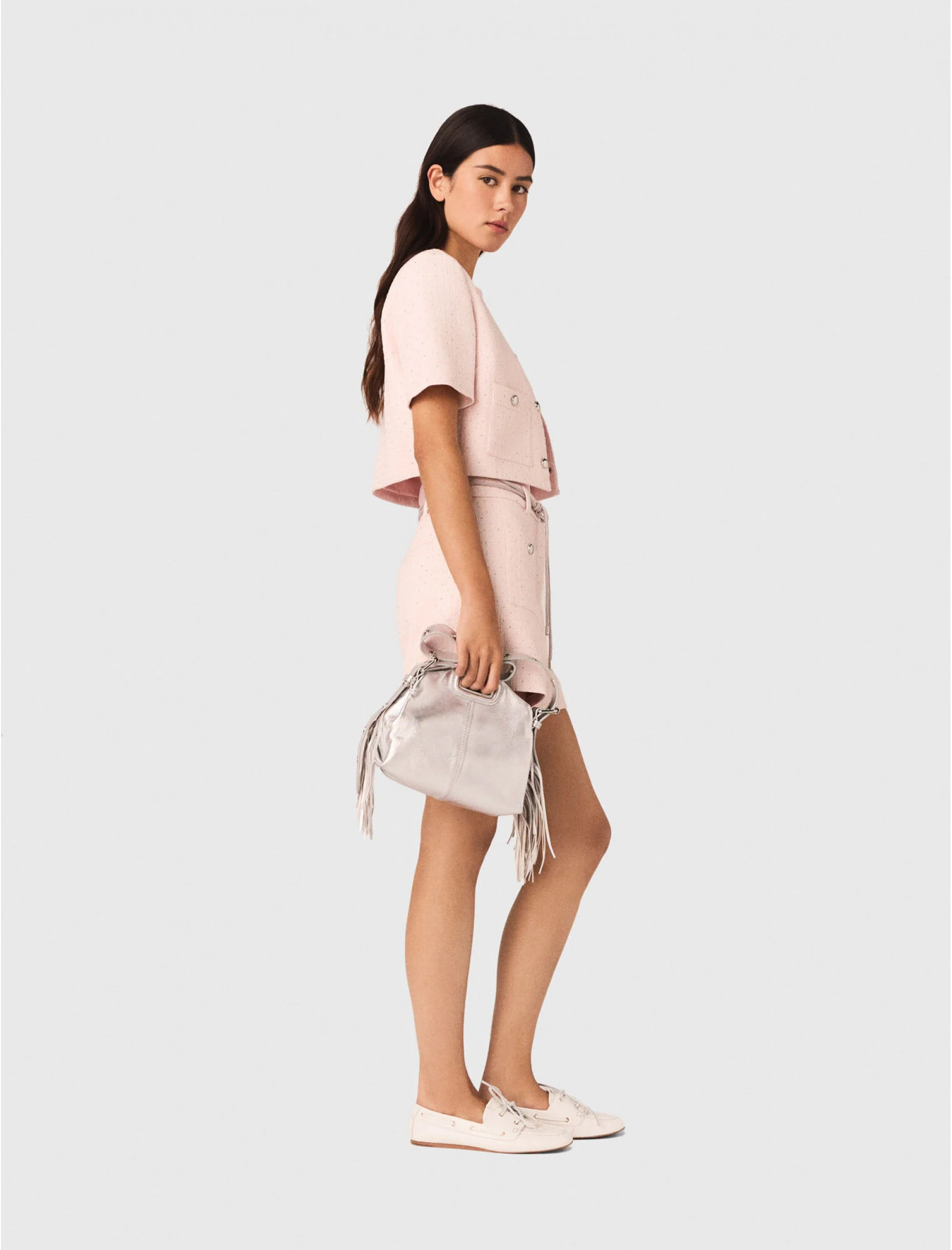 Женский твидовый жакет с короткими рукавами