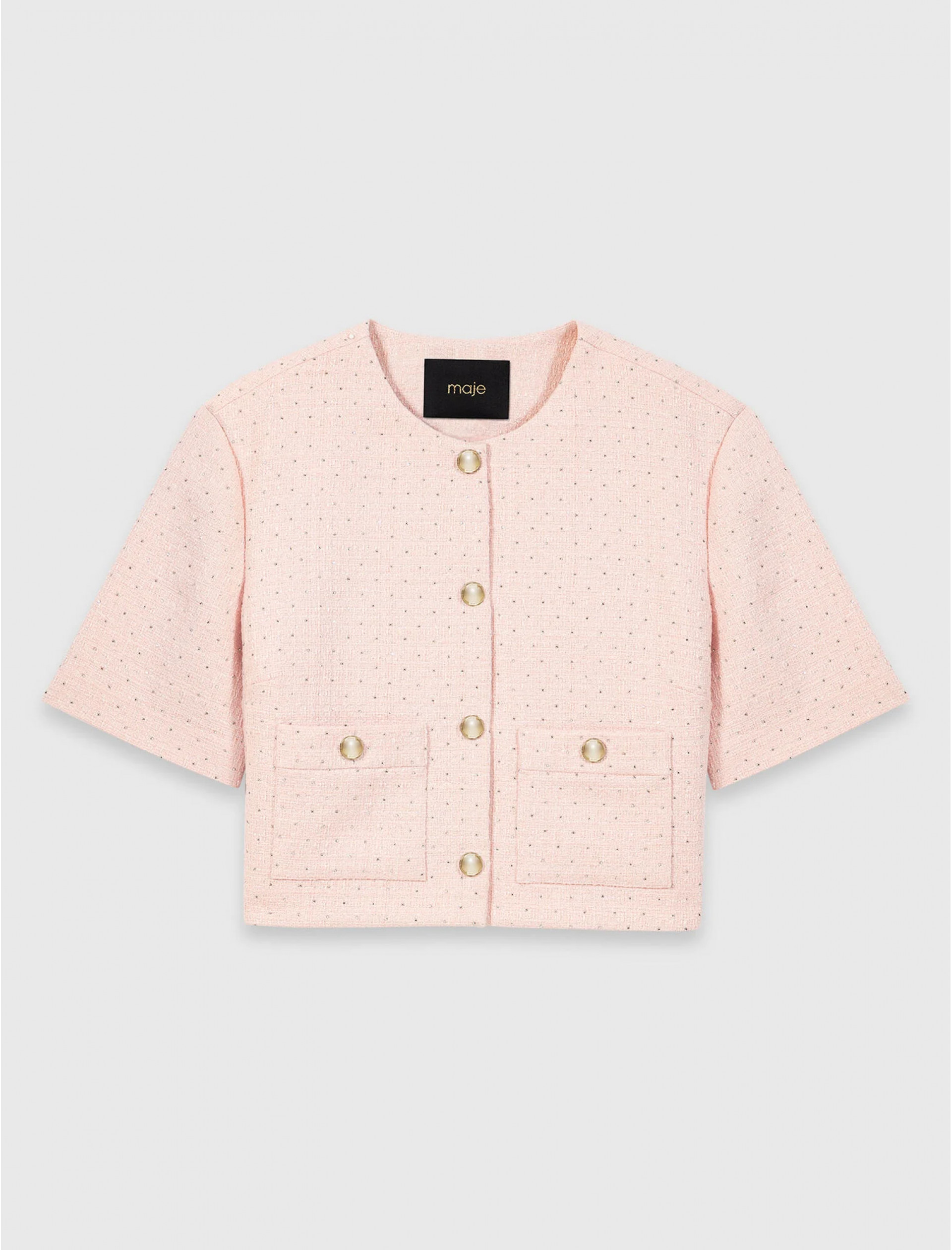 Женский твидовый жакет с короткими рукавами