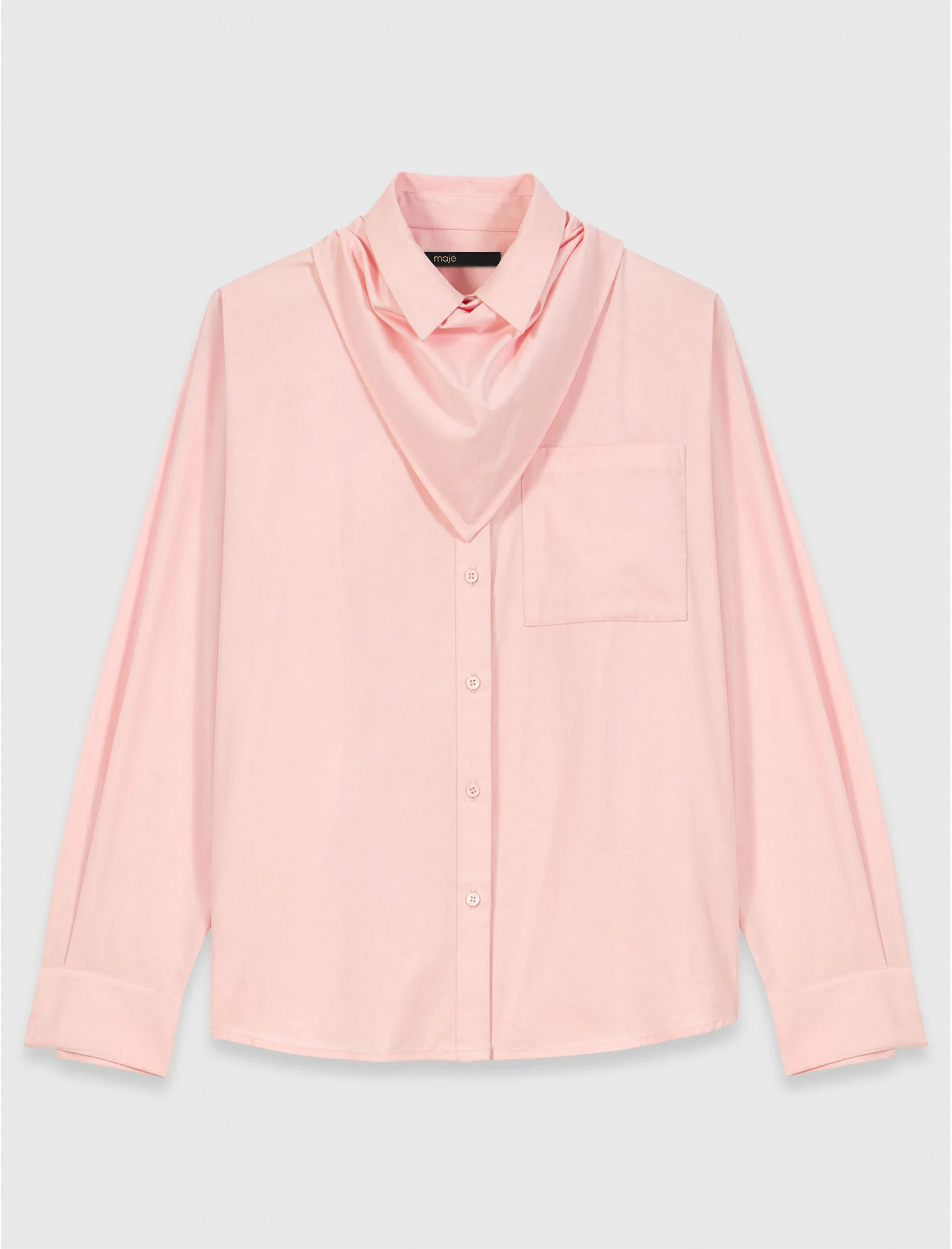Жіноча рожева сорочка зі з'ємним шарфом