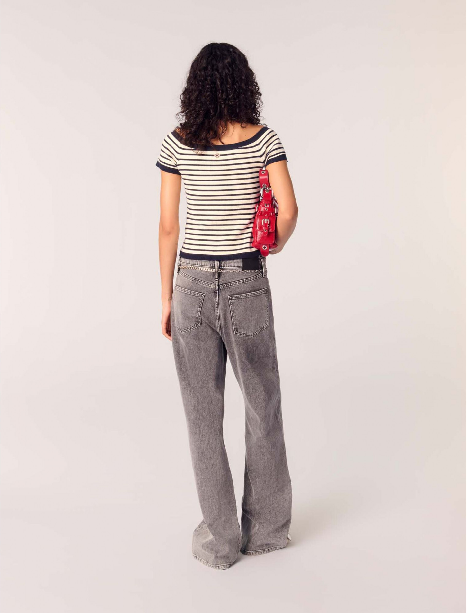 Жіночі широкі джинси з акцентним ременем