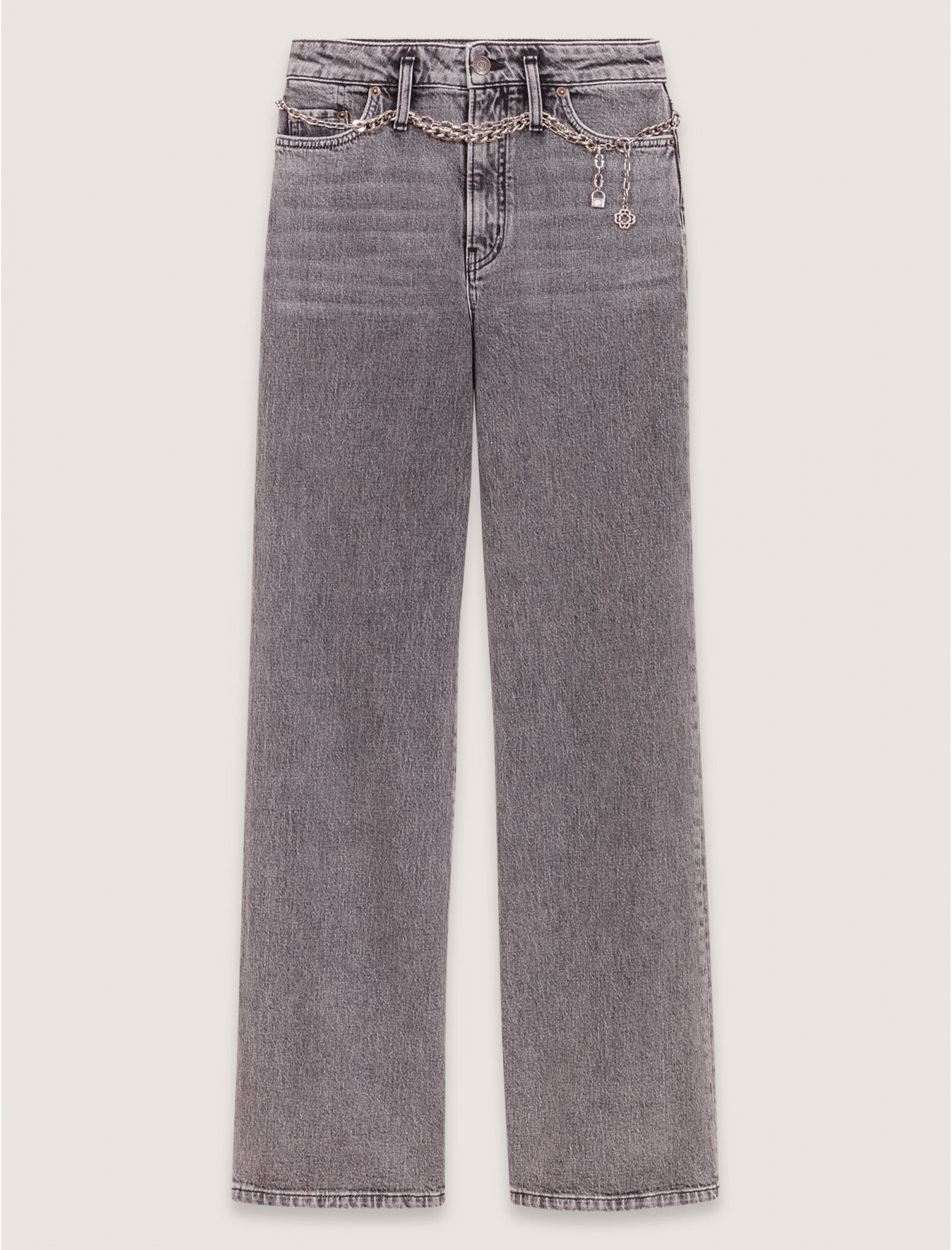 Жіночі широкі джинси з акцентним ременем