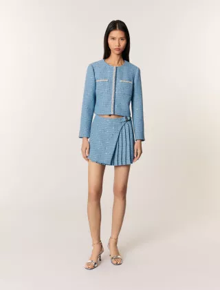 Жіночий короткий твідовий жакет з паєтками